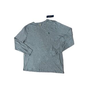 NWT Polo by Ralph Lauren Men's Gray Long-Sleeve V-Neck Shirt